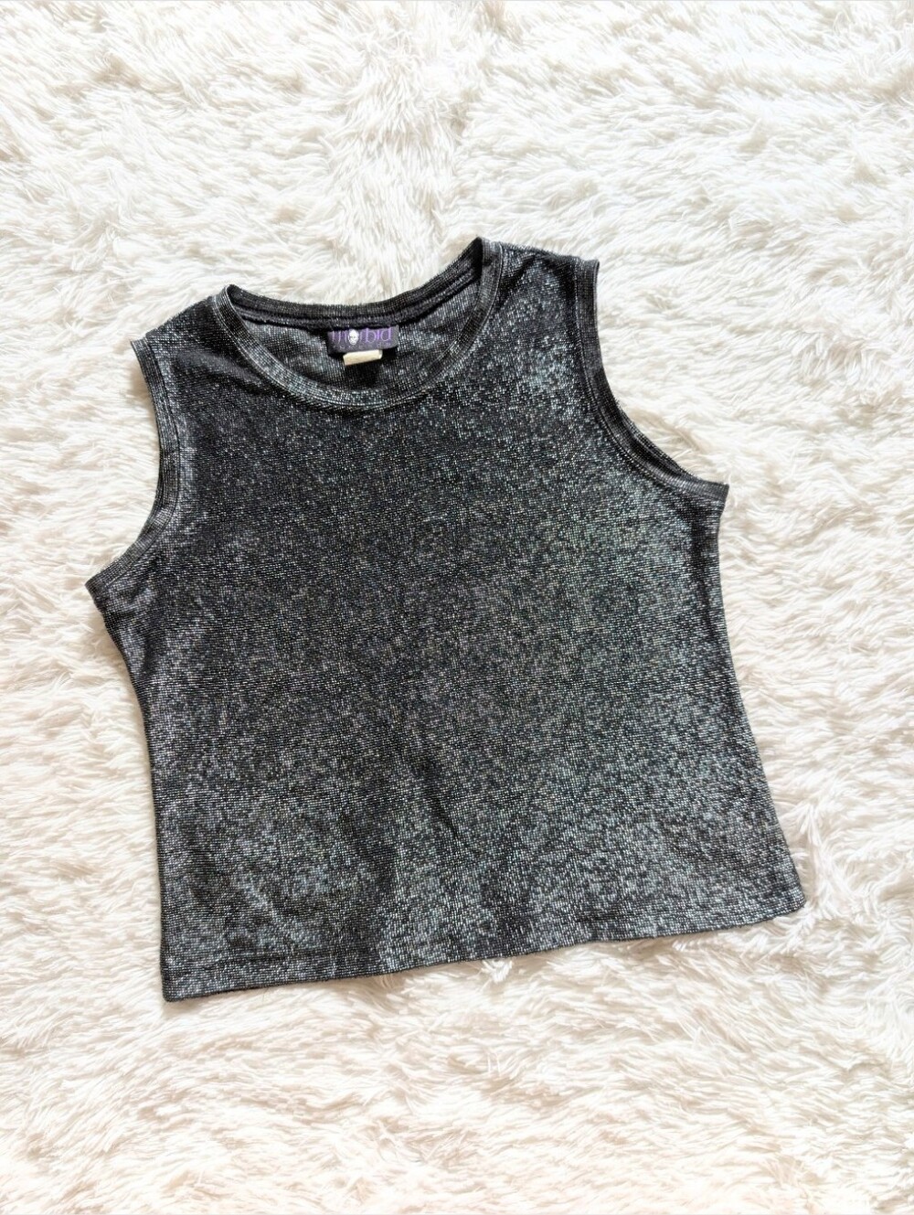 90s Morbid Threads Silver Metallic Vintage Hot Topic Sleeveless Knit Top Medium